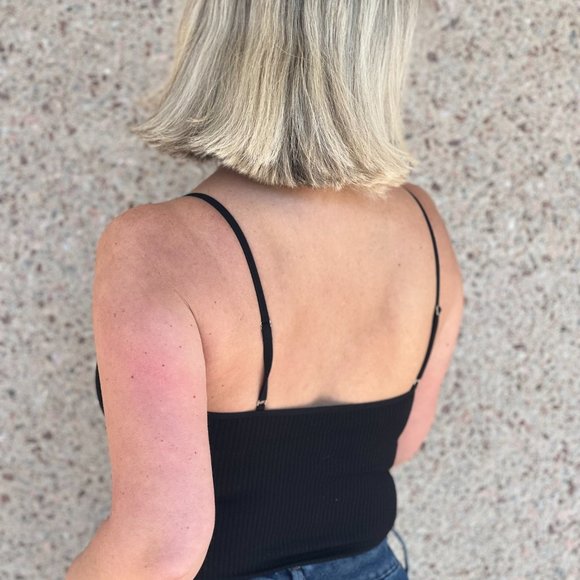 BLACK RIBBED LACE CAMI - Picture 5 of 5